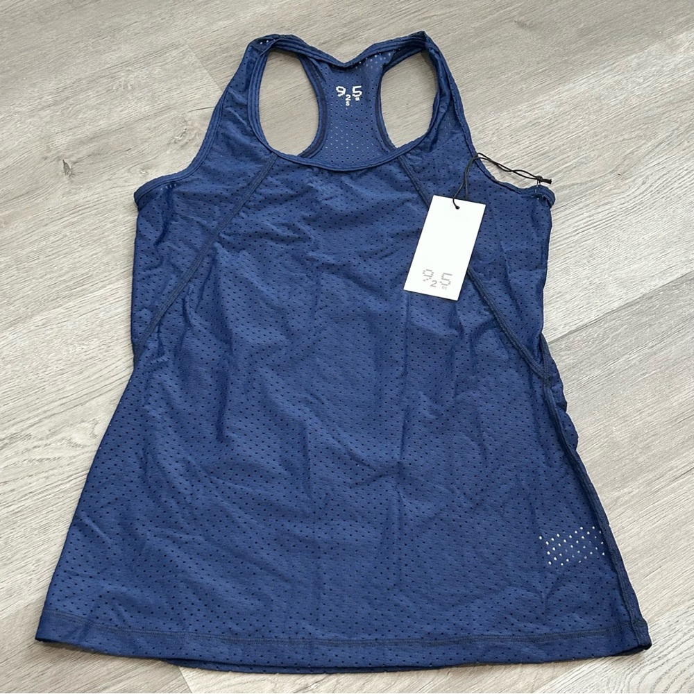 NWT 925fit Twist & Shout navy blue Mesh‎ Racerback Tank Top workout Womens small